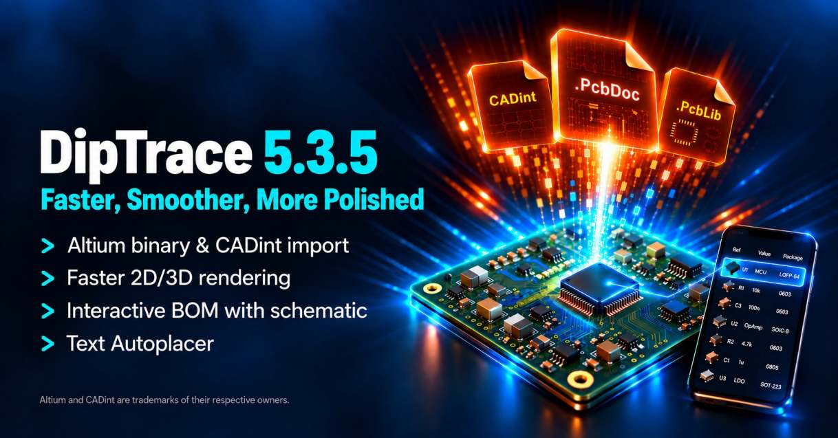 DipTrace 5.3.5: faster rendering, new imports