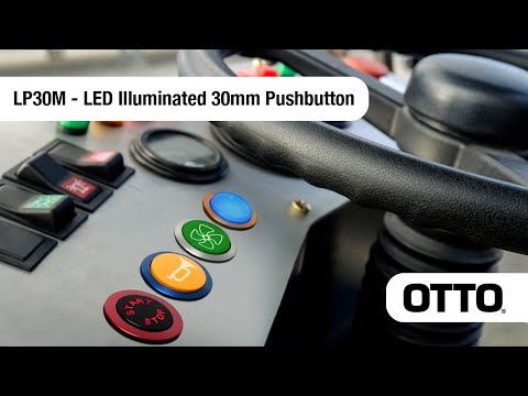 Rugged, sealed watertight and attractive, OTTO Controls' LED-illuminated LP30M pushbuttons are ideal for outdoor vehicles and equipment. Markets include construction, material handling, agriculture and marine. These large format, 30mm pushbuttons can be customized with words or legends for start/stop operation and other functions.
