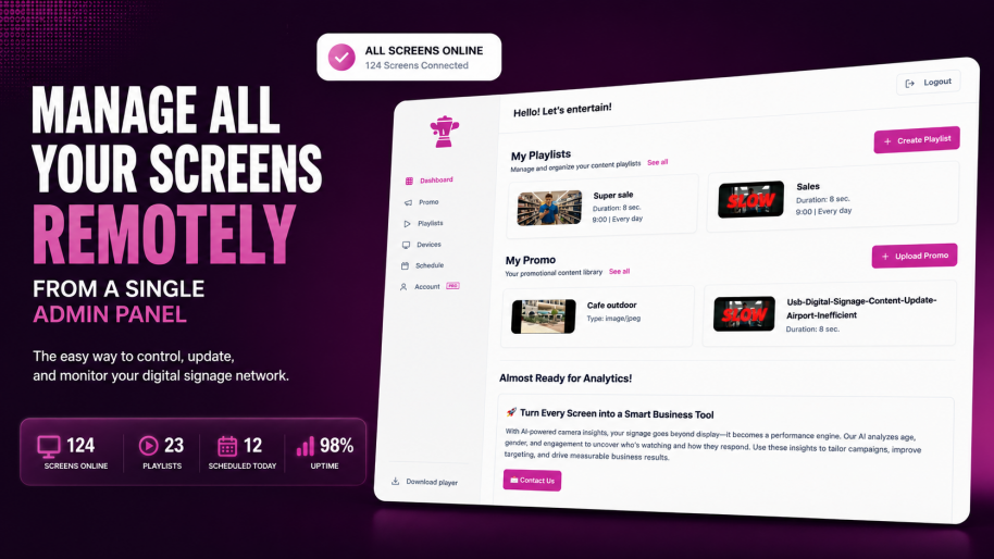Manage Screens Admin Panel Banner