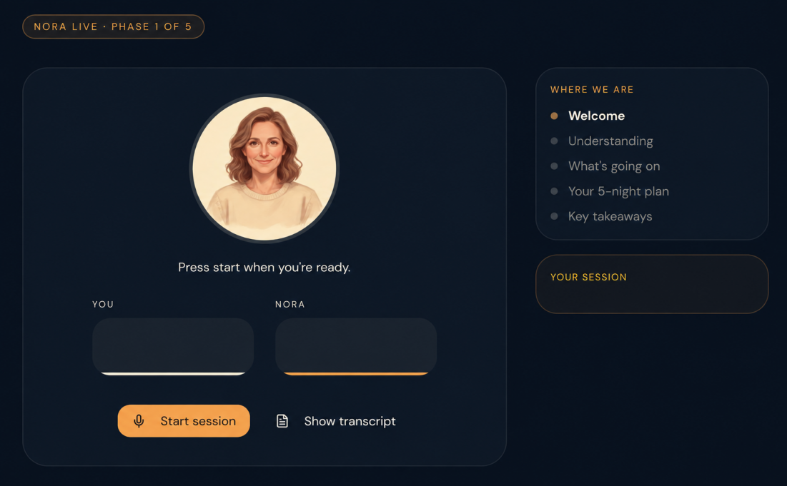 Nora Live: Voice Consultation Tonight